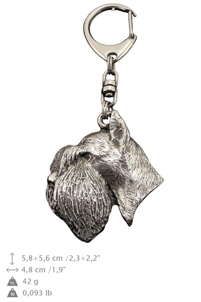 Schnauzer - Silver-plated Key Ring with a Dog In a Gift Box, Handbag Decoration, Backpack Pendant by Art-Dog Brand