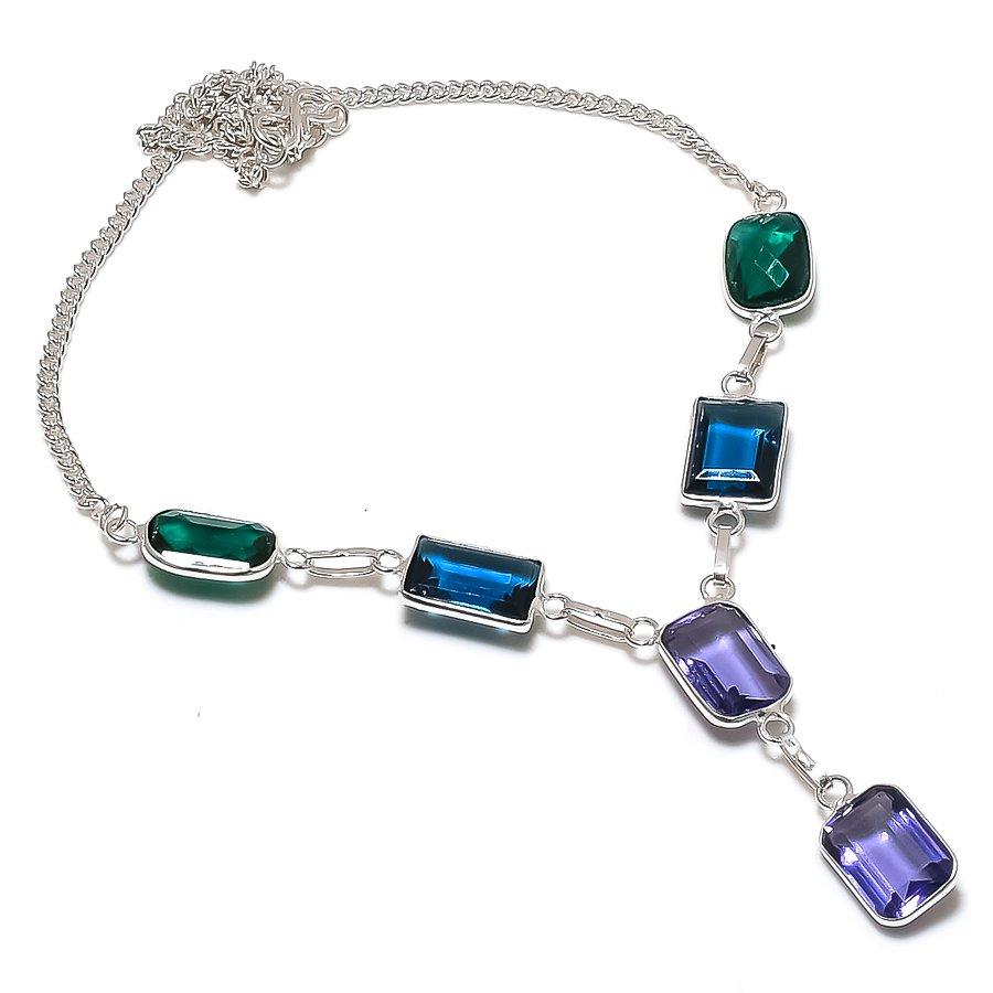 

Natural Amethyst Gemstone Handmade 925 Sterling Silver Jewelry Necklace 18 ASN-5922