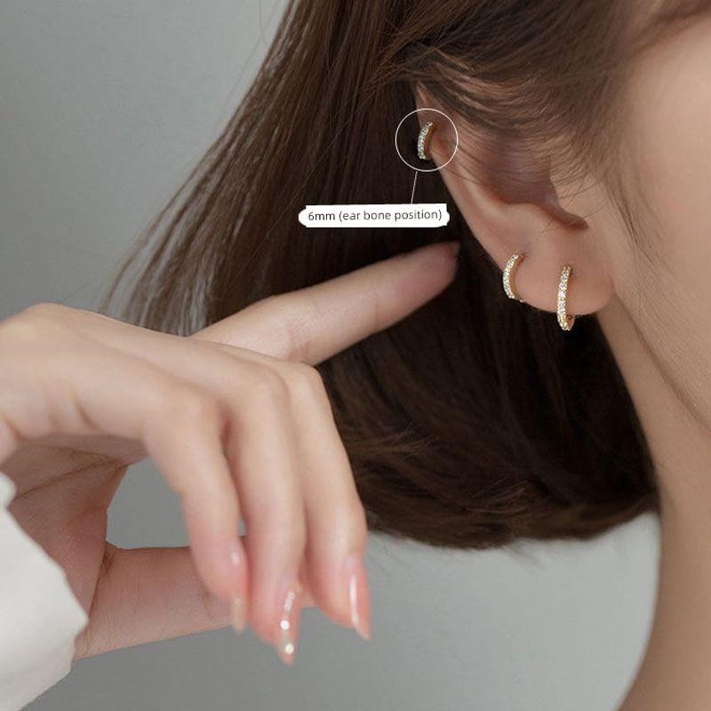 

S925 Sterling Silver Needle Accessible Luxury Gang Drill Ear Ring Small Ear Clip Women s Cool Ins Bone Stud Fancy Earrings 6mm-one pair