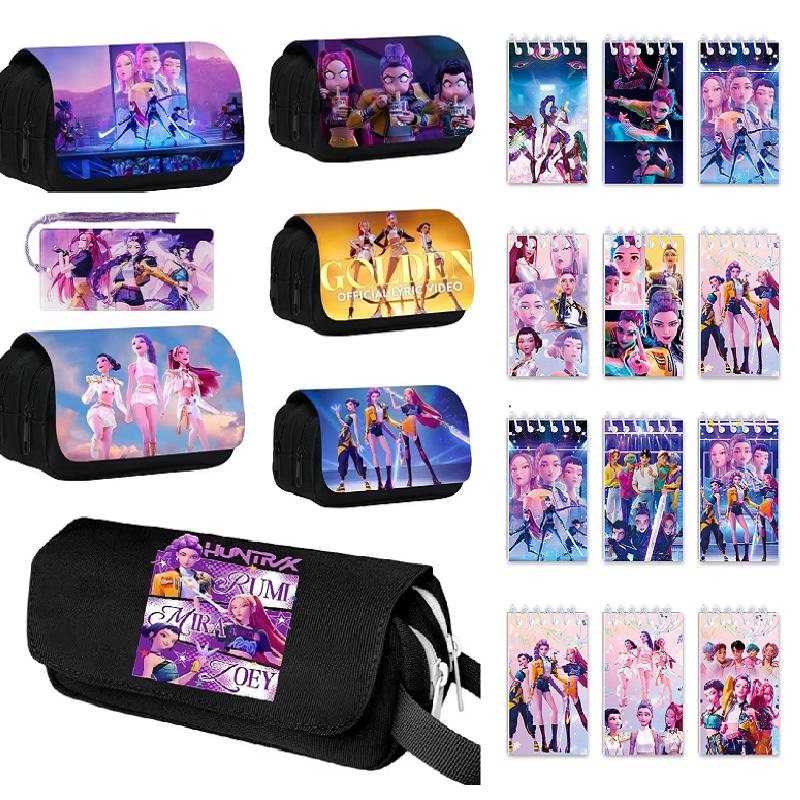 Kpop DHunter Student Pencil Case Large Multi-layer Pen Bag Case For Girl School Pen Bag Cartoon Demon Pencil Box Pen Holder Case