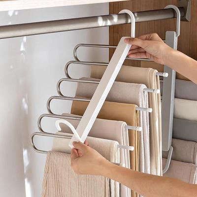 Cabide Retrátil Antiaderente de Múltiplas Camadas com Presilhas para Armário - Cabide Dobrável Versátil para Calças para Armazenamento em Casa