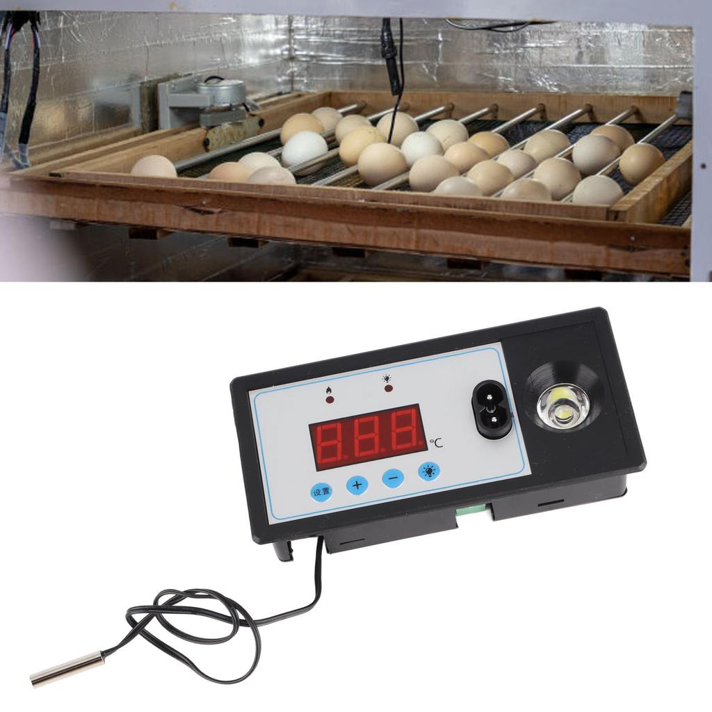 Thermostat Hatcher d'Œufs Numérique Ego, Machine à Couver Automatique Intelligente en ABS Contrôleur de Température avec Lumière et Cordon d'Alimentation pour l'Incubation