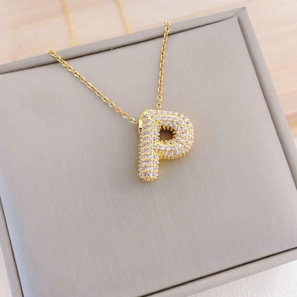 Necklace Female English Alphabet Necklace Female Hip Hop Full Zircon Delicate Clavicle Chain Personality Necklace