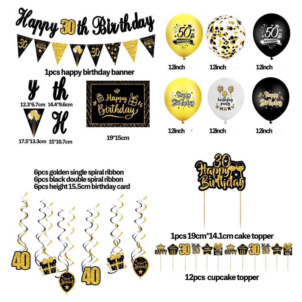 Buy 30th 40th 50th 60th Gold Black Print Flag Banner Age Garland Birthday  Balloons Set Cake Topper at affordable prices — free shipping, real reviews  with photos — Joom, image size:1000x1000