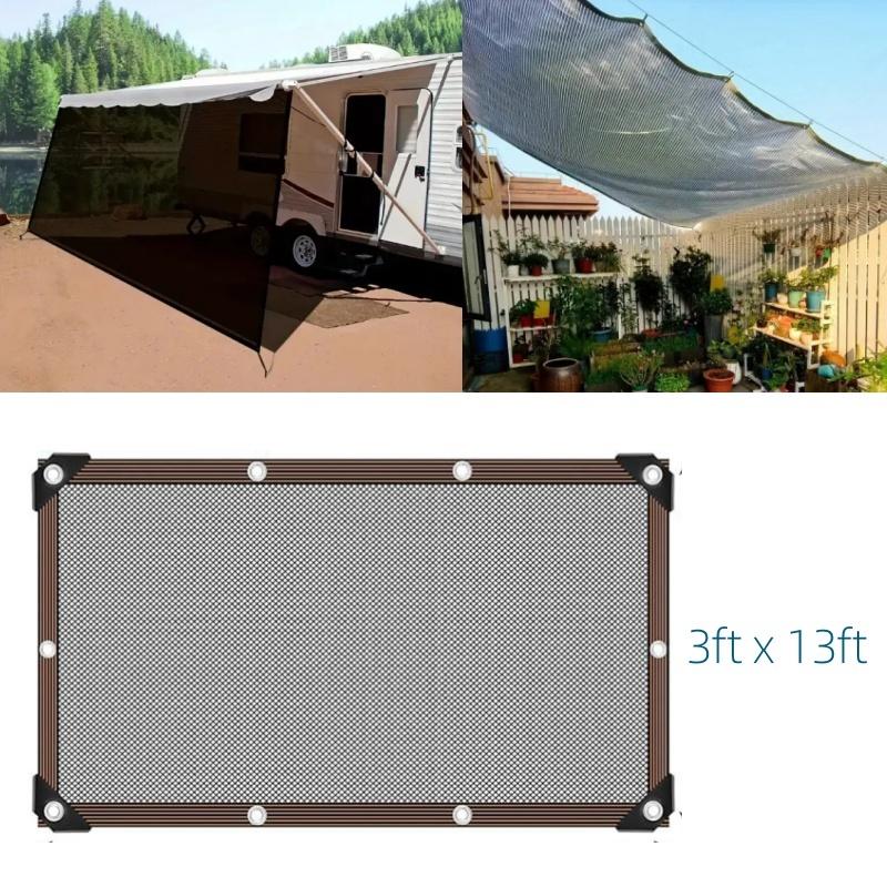 RV Awning Sun Shade Screen Breathable Mesh Outdoor Sunshade Net Motorhome Camping Trailer Awning Shade Sunscreen Shadescreen