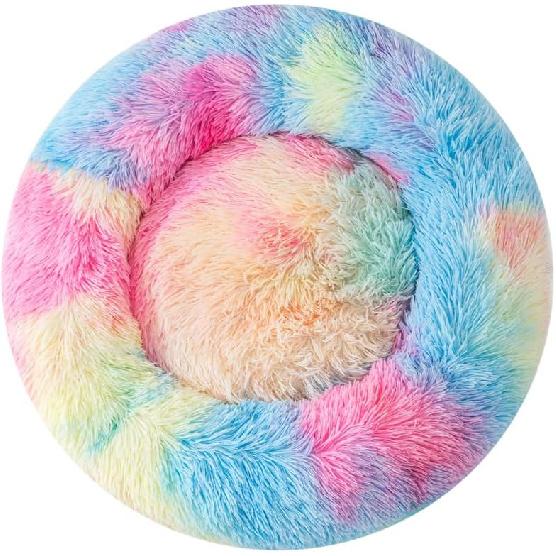Small Cat Bed Nest Bed Dog Bed Round Bed Donut Rabbit Bed Pet Bed Small Kitten Bed Warm Fluffy Donut Bed Furry Cat for 3Kg Pet Small