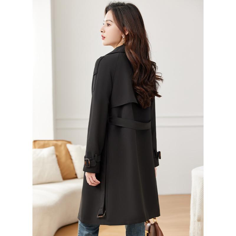 New Autumn British Style Mid-length Trendy Windbreaker Jacket for Women Korean Style Loose Casual Waist