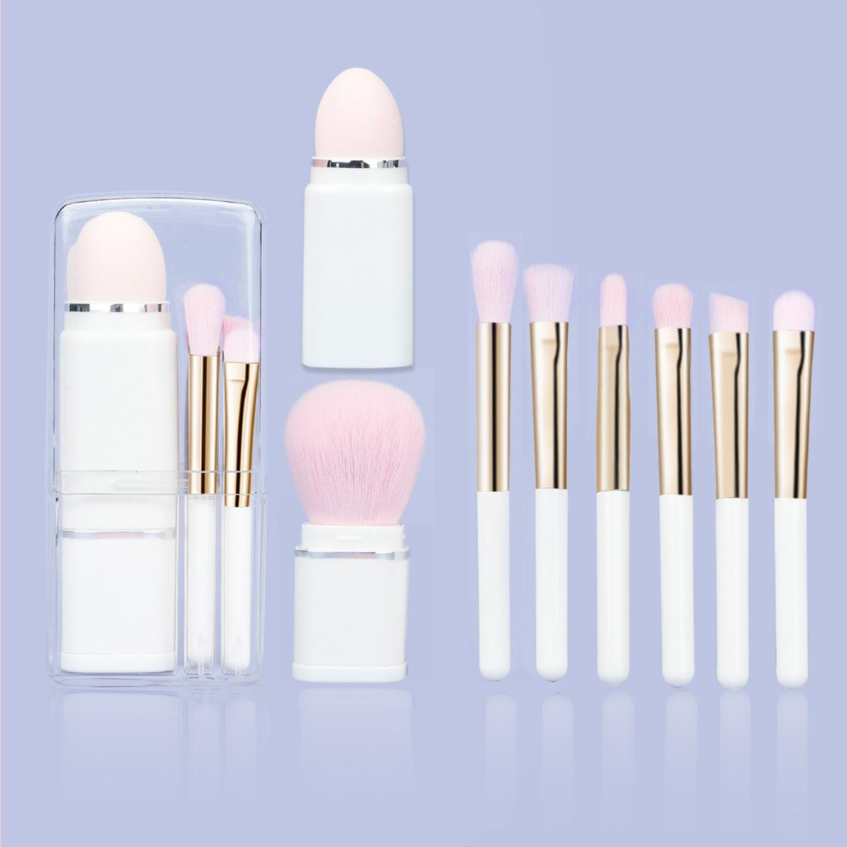 

New Pearl 8-in-1 Cosmetic Set Brush Set Eye Brush, Puff Head Brush Loose Powder Brush Retractable Brush Beauty Tools