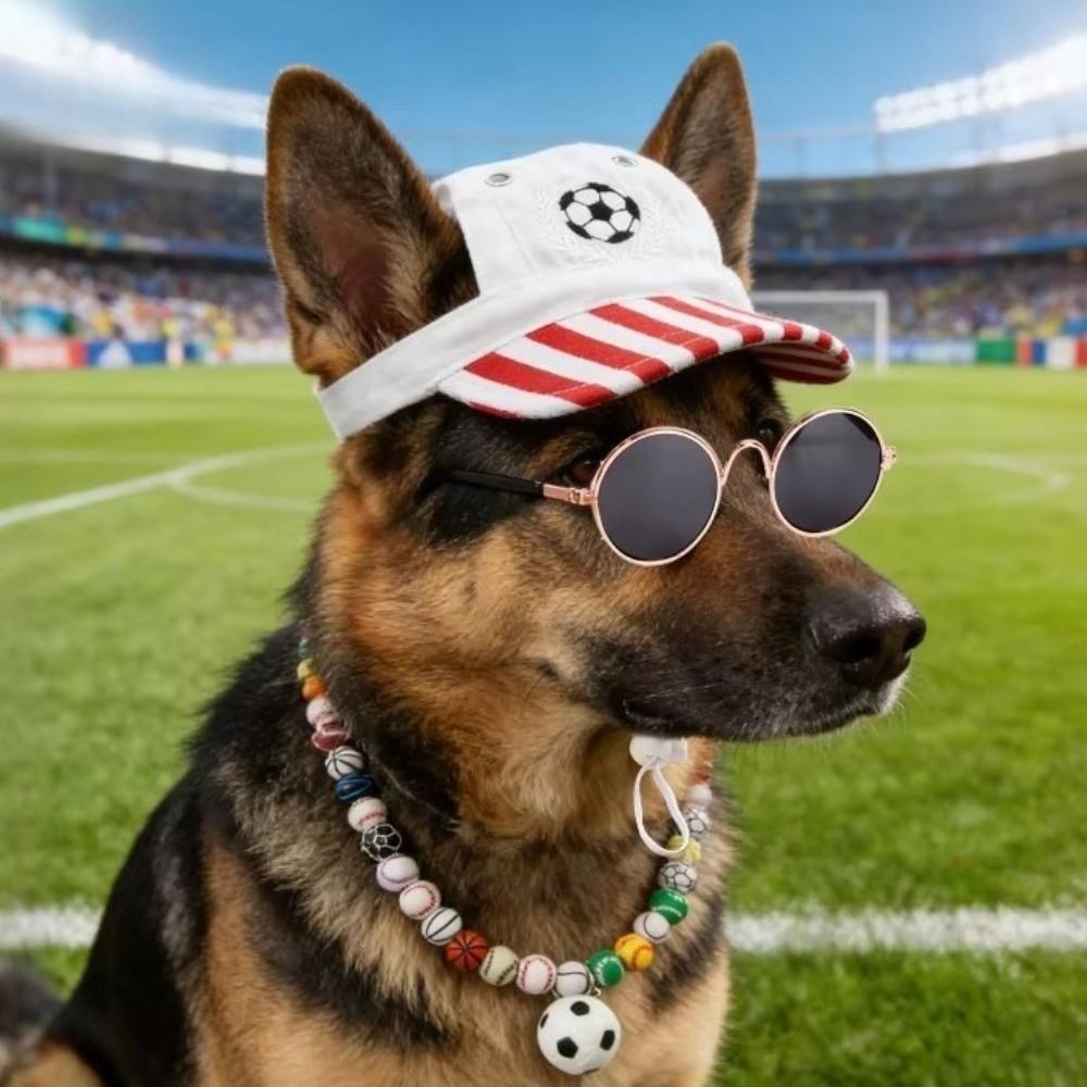 Adjustable Dog Sunshade Hat Breathable Pet Sunglasses Set Pet Soccer Hat  Beach Vacation