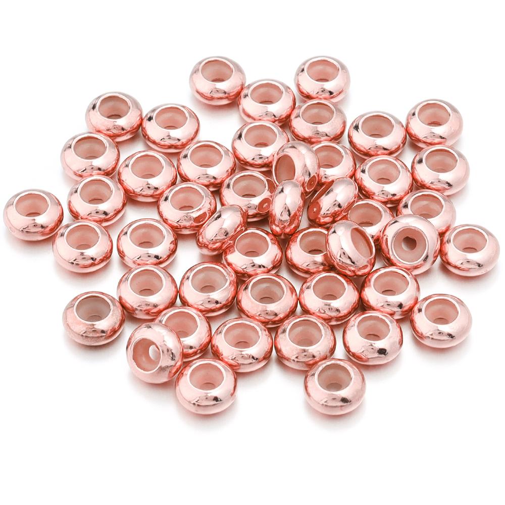 

20Pcs 4/5/6/7/8/10mm Copper Crimp End Beads Stopper Spacer Beads With Rubber Silicone For Slider Bracelet DIY Jewelry Findings 5mm hole 1mm розового золота