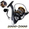 New Left/Right Handle Interchangeable Super Smooth Metal Head Saltwater Spinning Reel Gear Ratio 5.2:1 Fishing Reel Fishing Tackle 2000 - 7000 Series