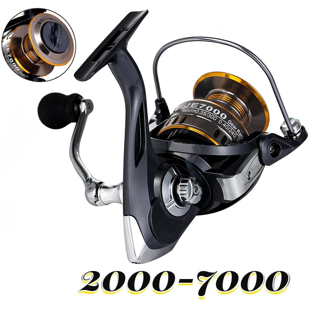 New Left/Right Handle Interchangeable Super Smooth Metal Head Saltwater Spinning Reel Gear Ratio 5.2:1 Fishing Reel Fishing Tackle 2000 - 7000 Series