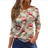 Women's Fashion Casual Three-quarter Sleeve Christmas Printed  Neck Top