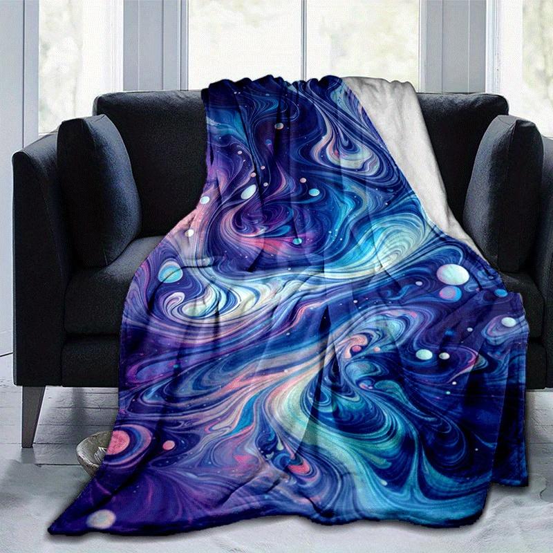 

1pc Fluid Pattern Printing Lightweight Flannel Blanket, Comfortable and Warm Blanket, for Camping Sofa Bed and Couch Office, Gift 100x150cm