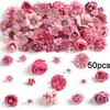 50Pcs Mini Rose Artificial Flowers Heads Fake Flower for Home Decor Wedding Decoration Bride DIY Craft Handmade Gift Accessories
