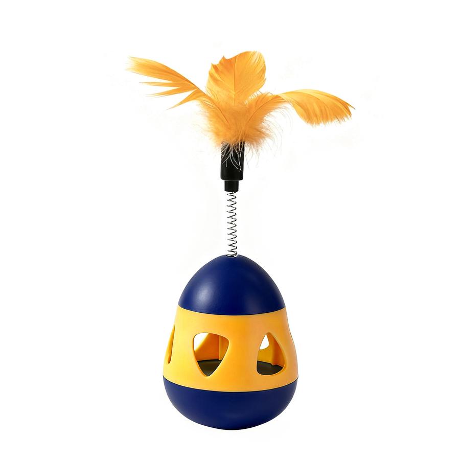 Cat Toy Funny Rotating Self-Play Cat Teaser Wand with Feather Gyro Pet Toy 19*7cm