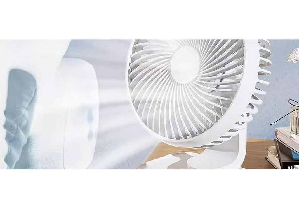 USB Rechargeable Portable Desktop Fan with Automatic Oscillation for Students and Classrooms.