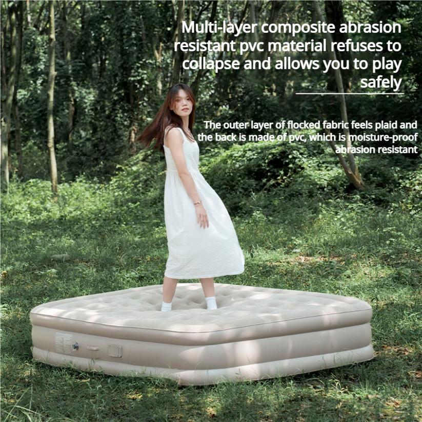 PVC Inflatable Bed Elevated and Thickened Plush Automatic Air Mattress for Home Use Double-person Air Bed Foldable Nap Mattress