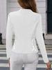 Women's Spring And Autumn Fashion Solid Color Lace Splicing Double-Breasted And Sleeve Button Decorative Open-Front Long Sleeve Coat