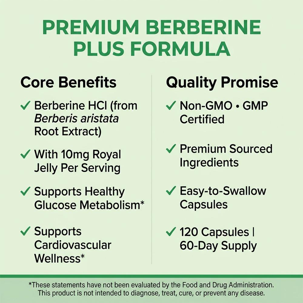 Berberina 1000 Mg Suplemento Alimentar, Com Geleia Real, 120 Cápsulas Por Frasco