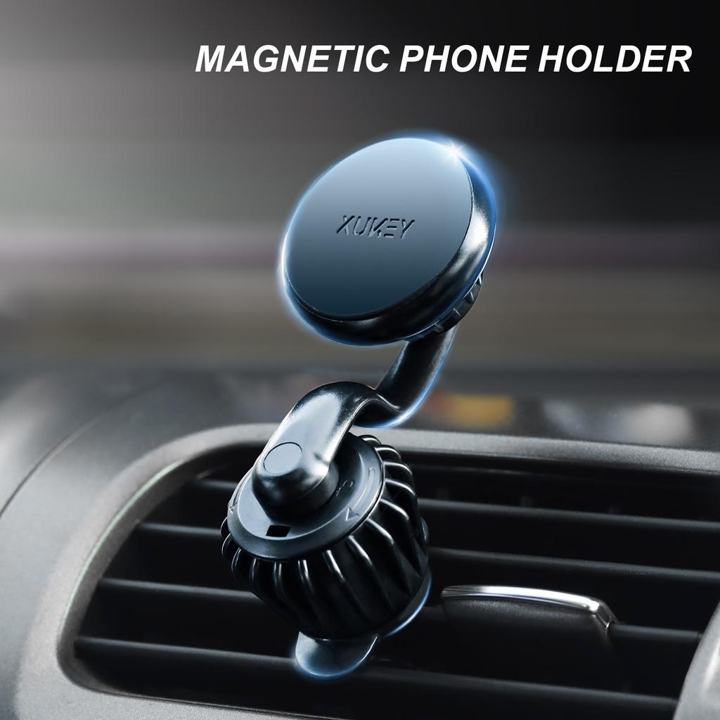 Universal 360° Magnetic Car Cell Phone Holder Air Vent Mount W/ 2 Metal Plates