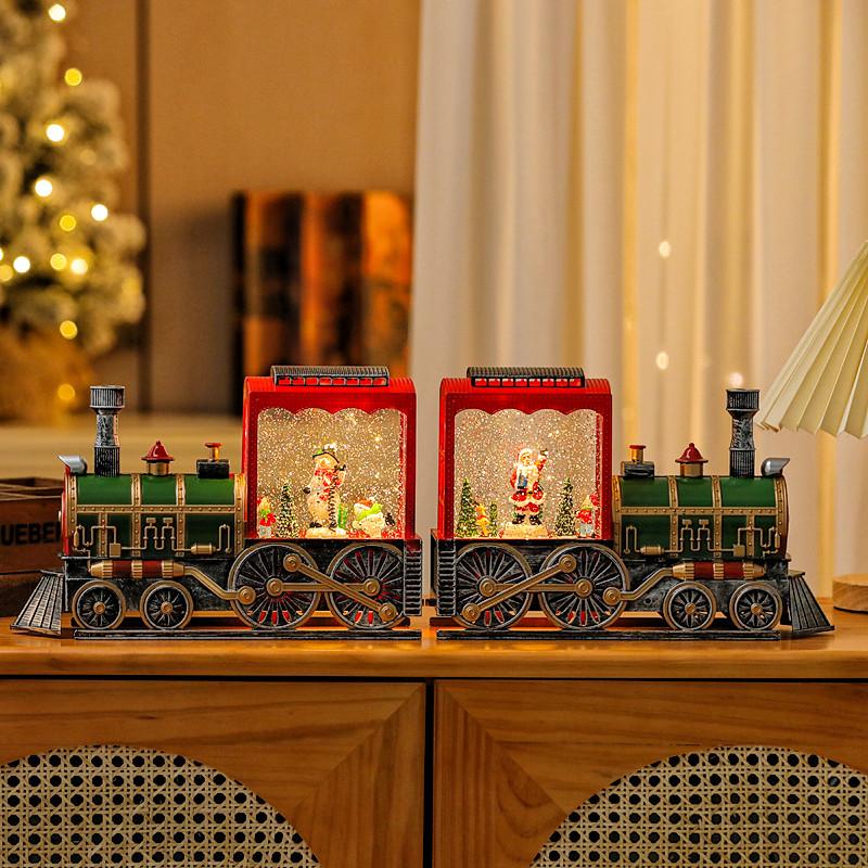 Christmas Train Ornaments Christmas Eve Decoration Lighting Train Box Crystal Ball Home Table Decoration Kid 2025 New Year Gift
