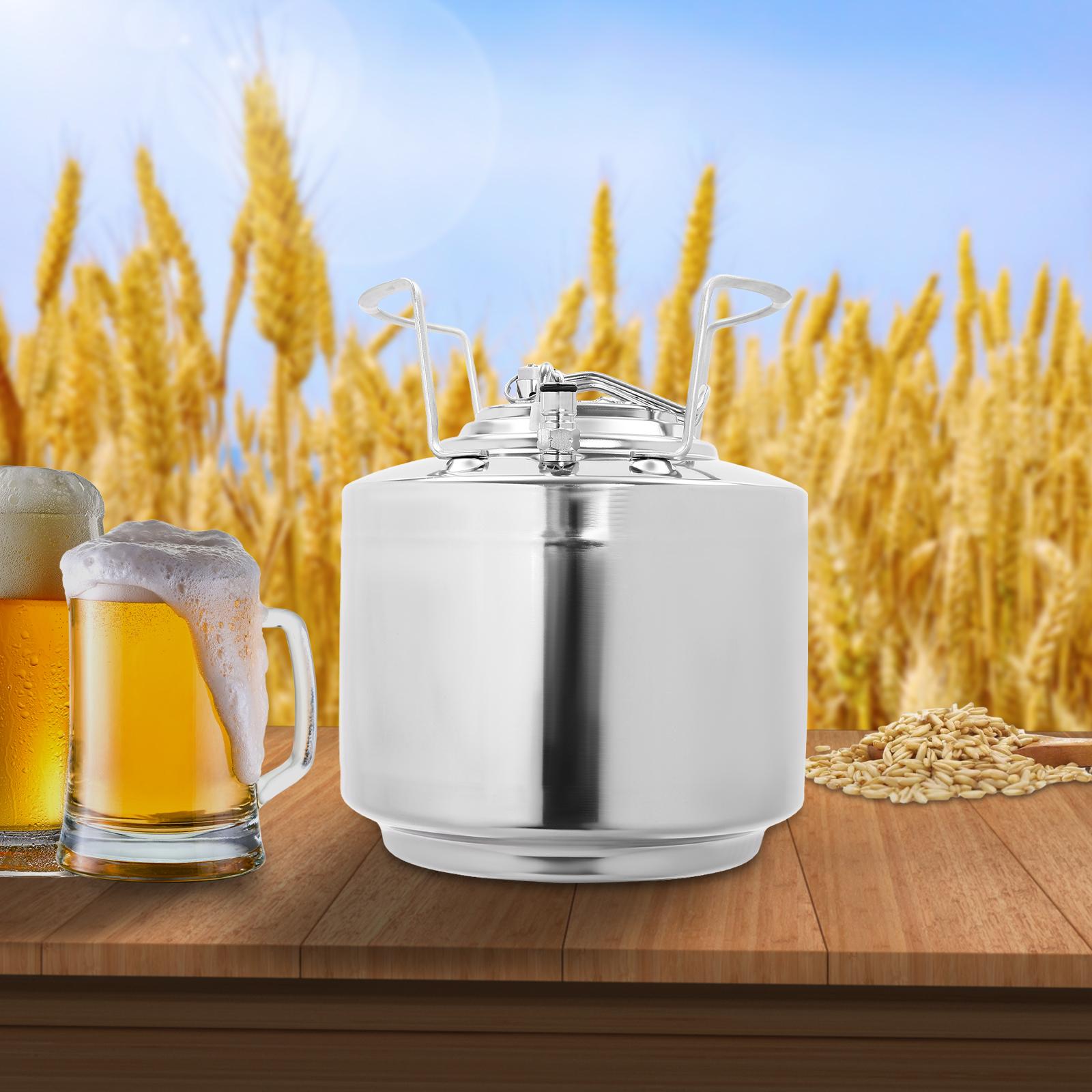 

Silver Mini Ball Lock Keg, 6L/1.59gal Home Brewing Keg, 304 Stainless Steel Beer Keg, Compact 9.02*11.10in Homebrew Equipment срібний