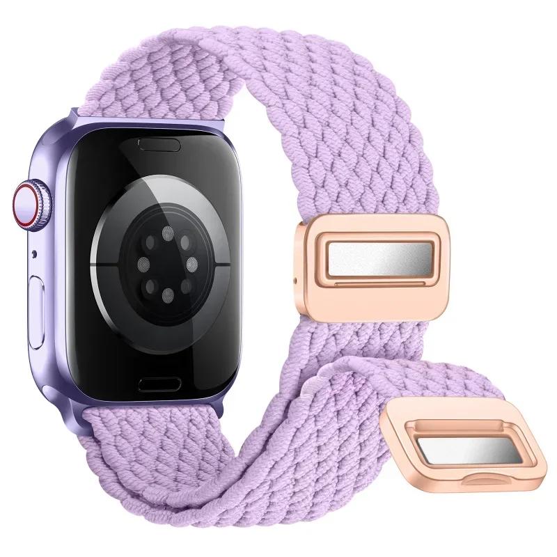 Nylon Band For Apple Watch Strap 44mm 40mm 45mm 46mm 49mm 41mm 38 Magnetic Braided Bracelet iWatch Series Se 7 6 8 9 10 Ultra 2