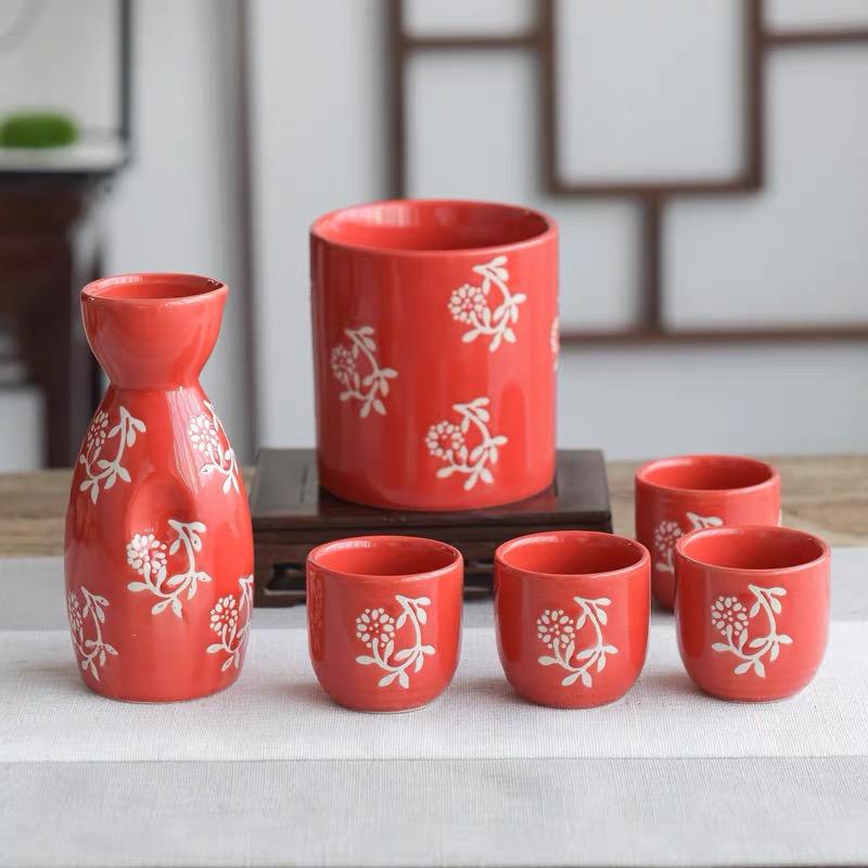 Japanese-style small wine cup Baijiu cup retro ceramic wine dispenser Sake wine set Warm wine set Spirits cup Yellow wine teapot