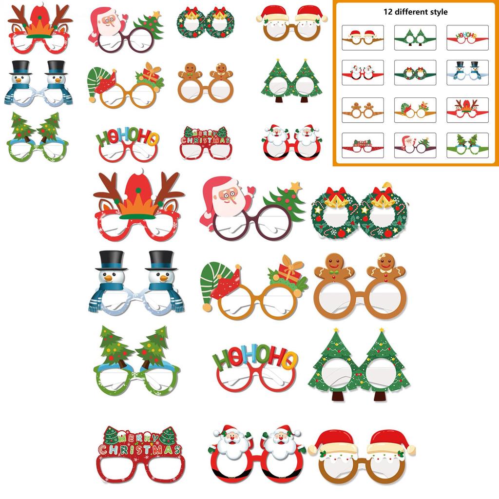 Christmas Deer Paper Glasses Party Photo Props For Kids Holiday Decor Set Of 12