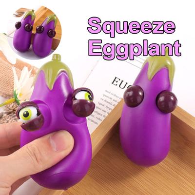 Anti-Stress Toy Eggplant With Narrow Eyes Squeeze Fidget Toys Squishy Funny Stress Relief For Kids Adults Gift Prop 1pcs J184