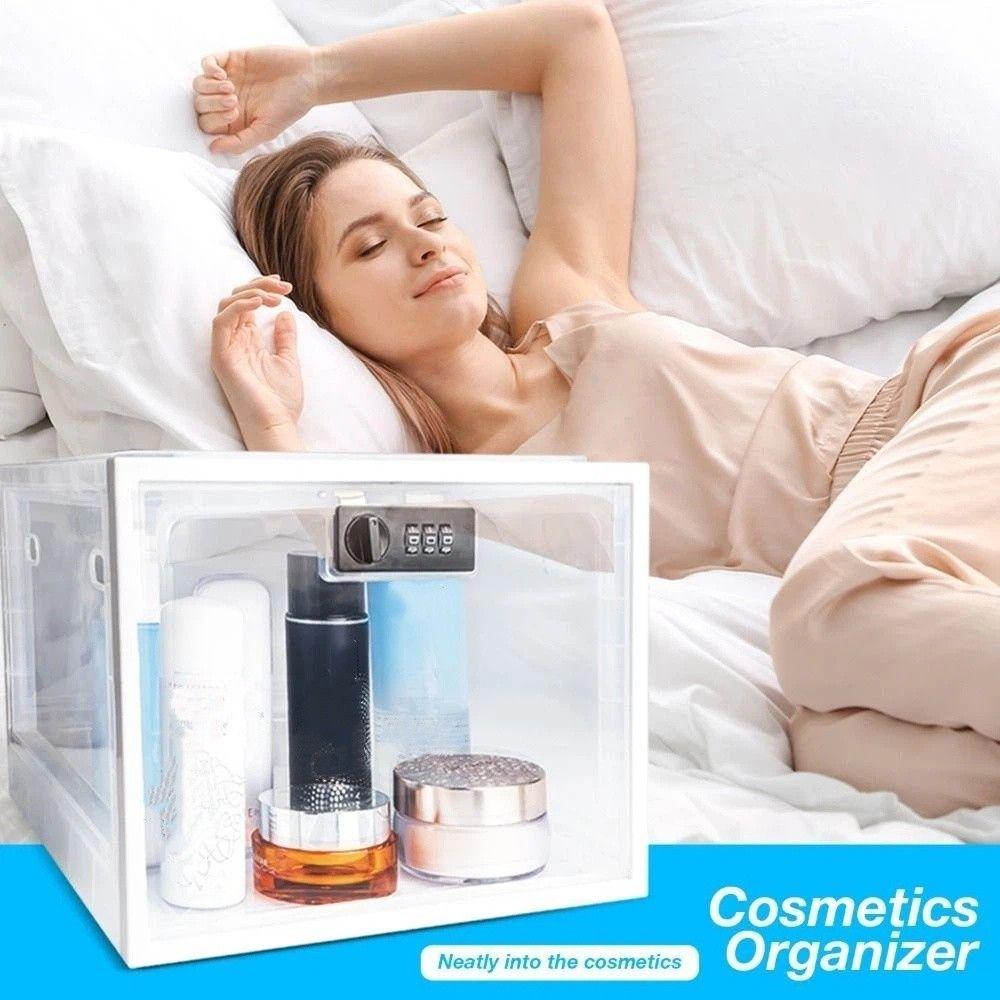 Large Capacity Clear Locking Box 3-Digit Combination Transparent Lockable Storage Box Plastic Combination Lock Box Snacks