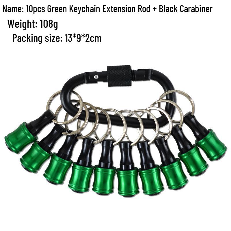 6-Piece Colorful Keychain Set: Extension Rods and Mountaineering Buckle with 1/4" Hex Drill Bit Storage Extension Rod