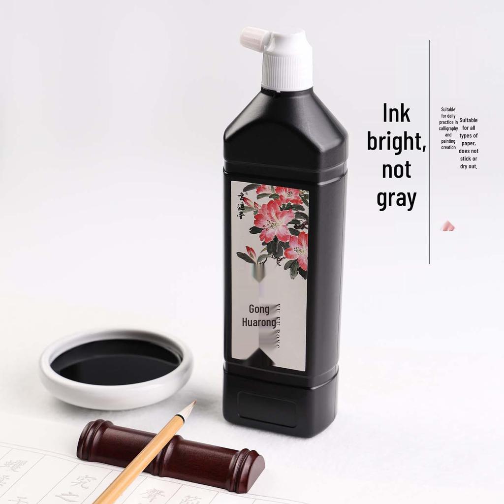 Jade Hibiscus Calligraphy & Painting Ink - Large Bottle for Brush Writing & Character Practice.