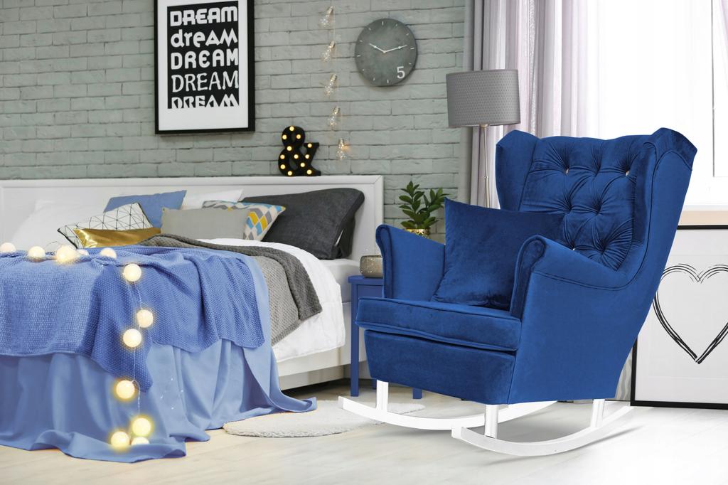 Fotel uszak Diana z podnóżkiem skandynawski Family Meble różowy mocny