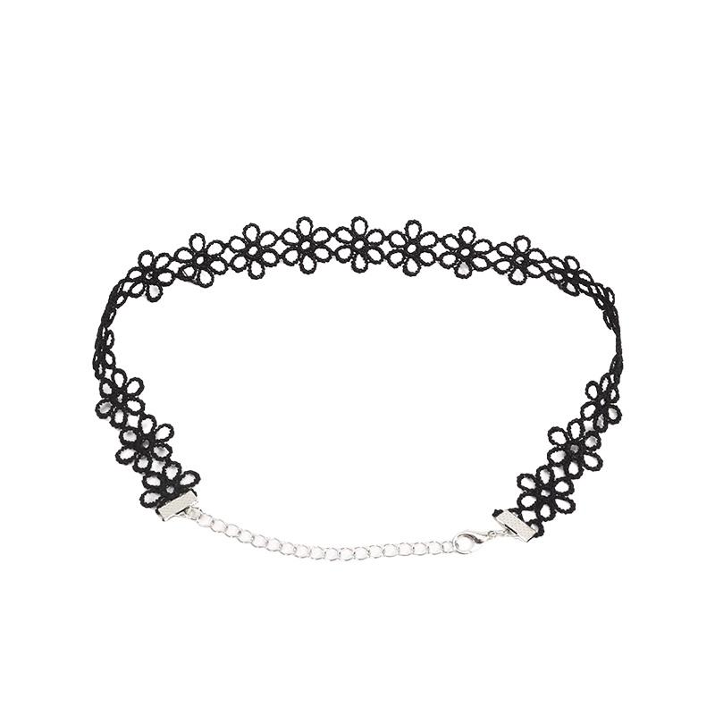 Black Lace Chokers Necklace Set Vintage Gothic Punk Elastic Necklace Women'S Jewelry Adult/Child Size