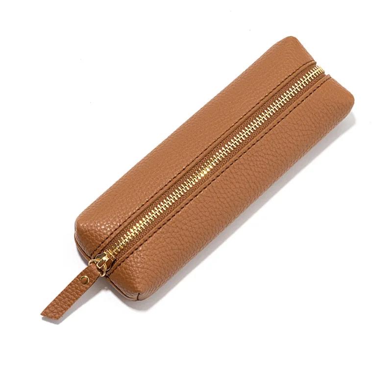 Fashion Large Capacity Leather Pencil Bag Cute PenCase Stationery Holder Storage Box Zipper Pencil Pouch Student School Supplies