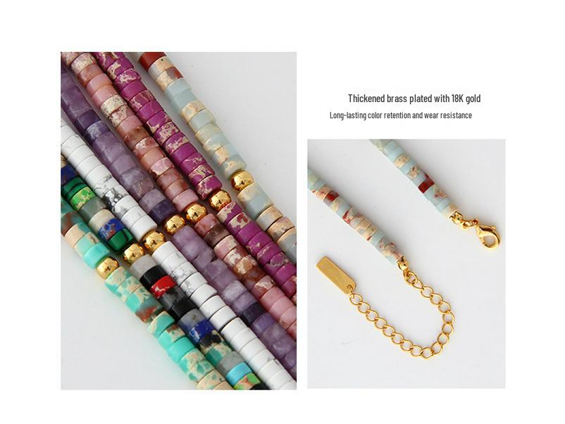 Bohemian Stone Bead Clavicle Necklace - Colorful, Simple, and Stylish Design