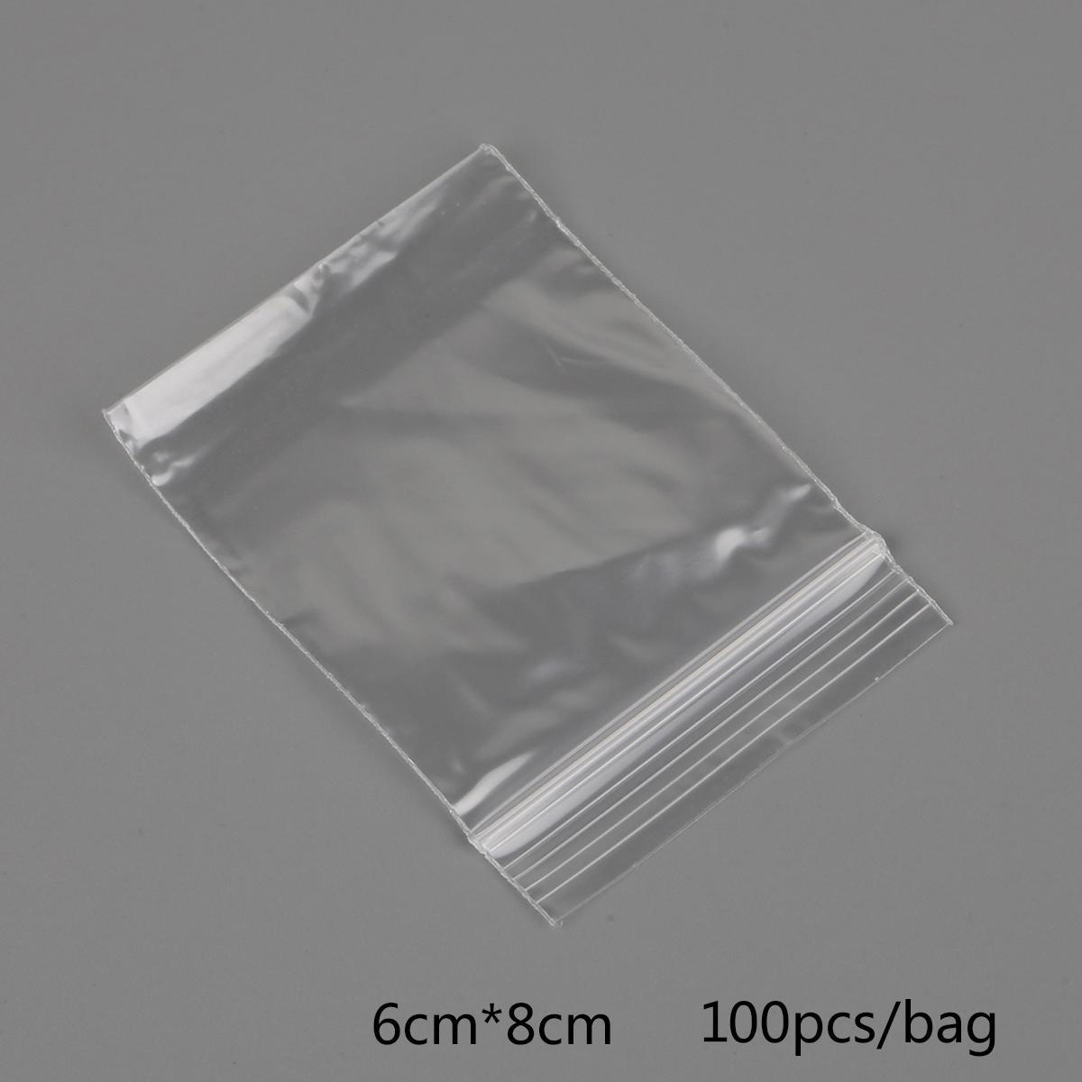 

100 шт. многоразовые пластиковые полиэтиленовые прозрачные пакеты с застежкой-молнией для ювелирных изделий 6x8cm