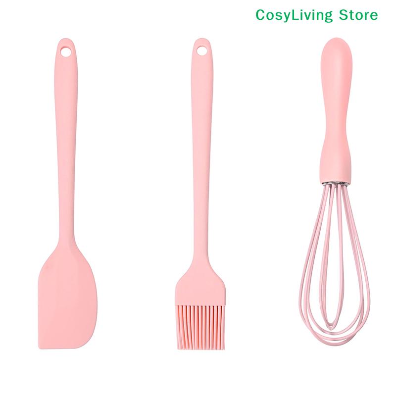 3Pcs Silicone Cake Cream Spatula Scraper Baking Set Kitchen Household Egg Whisk Barbecue Oil Brush Gadget Kitchen Supplies