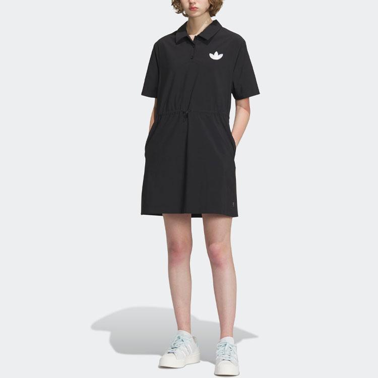 adidas Originals LT DRESS Women's Polo Short Sleeve Dress Black IP2199