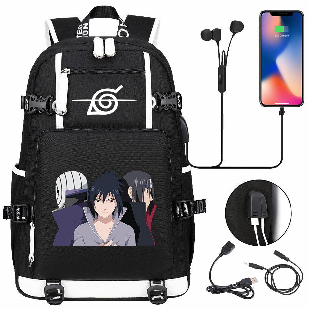 Neuer Naruto-Druck USB Teenager Schüler Schultasche Herren und Damen Freizeit Rucksack mit großer Kapazität Reise Rucksack