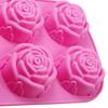 Molde para Pastel 3D Reutilizable de 6 Cavidades Antiadherente Forma de Flor Rosa Molde de Fondant para Cocina