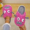 Fashion Cartoon Monster Fluffy Slippers for Women Winter Thick Sole Warm Cotton Slippers Woman Funny Indoor Anti-Slip Home Slides Shoes