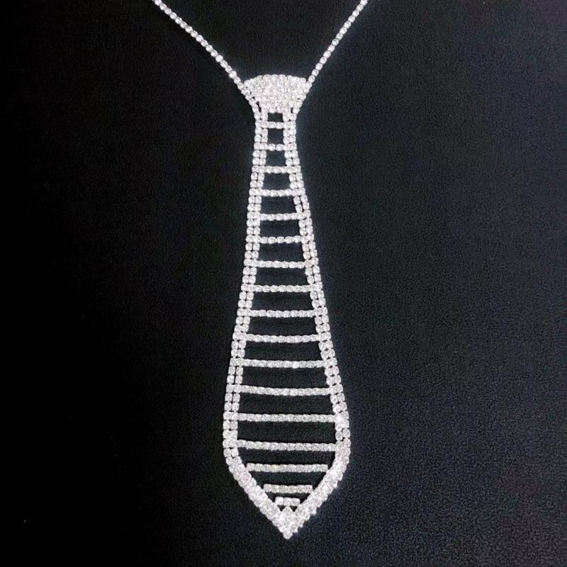 Rhinestones Necktie Female Party Decoration Tie Casual Trendy Wedding Party Tie for Weddings and Event