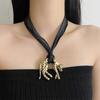 Edgy Leopard Charm Necklace With Sustainable Coating Lightweight Alloy Jewelry For Men Women Gothic Style Accessories