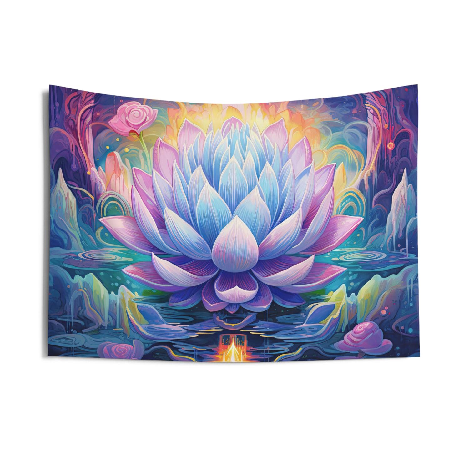 

Boho Lotus Flower Wall Tapestry Psychedelic Spiritual Altar Wall Hanging Background Cloth Plant Meditation Room Studio Decor 74x94cm(29x37in)