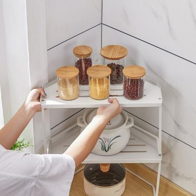 Heavy Duty Stackable Corner Shelf Carbon Steel Rusts Proof Space Saving Storage Simple Installs for Bathroom & Kitchen