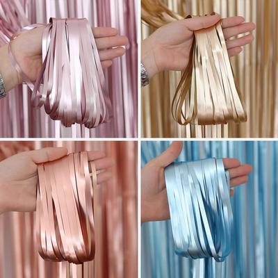 Matt Rain Silk Curtain Tassel Children'S Birthday Party Balloon Decoration Scene Arrangement Ribbon Stage Background Wall