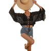 2023 Women's European & American Flare Sleeve Beach Cover-Up: Knitted Hollow-Out Sun Protection Shirt for Bikini Swimsuit